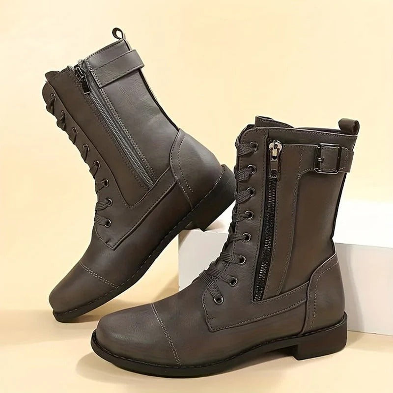 Silvia - Arch-Support Ankle Boots with Round Toe Design