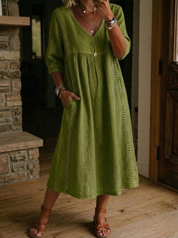 Alba | Premium Cotton Maxi Dress with Artistic Floral Design