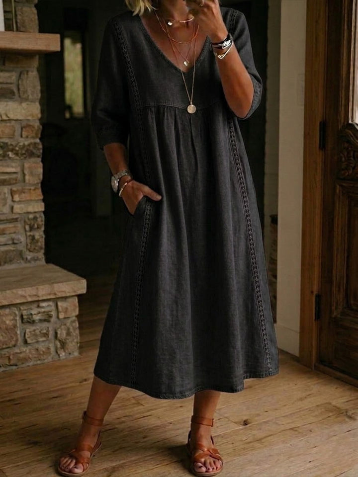 Alba | Premium Cotton Maxi Dress with Artistic Floral Design