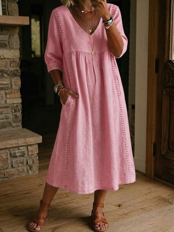 Alba | Premium Cotton Maxi Dress with Artistic Floral Design