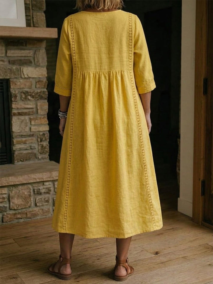 Alba | Premium Cotton Maxi Dress with Artistic Floral Design