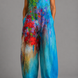 Freya | Blue Floral Dungarees