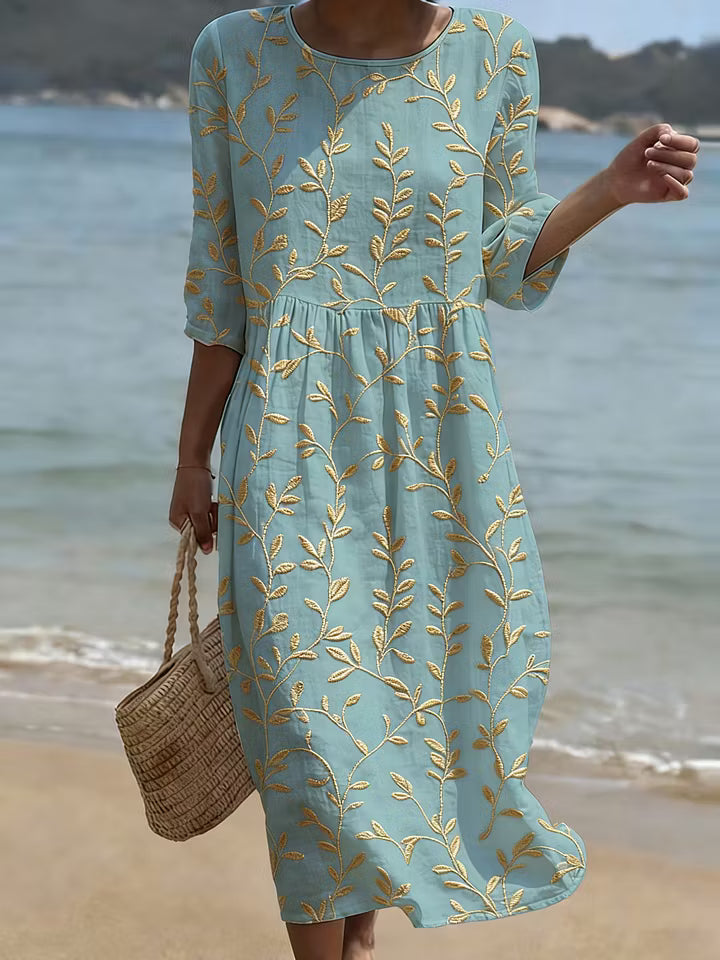 Vintage Floral Embroidered Dress