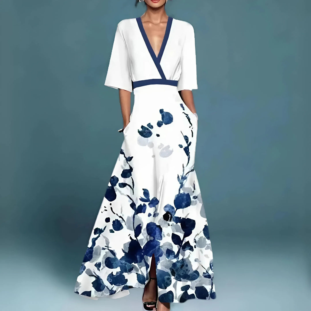 Valentina | Chic Long Dress Featuring a Deep V-Neck