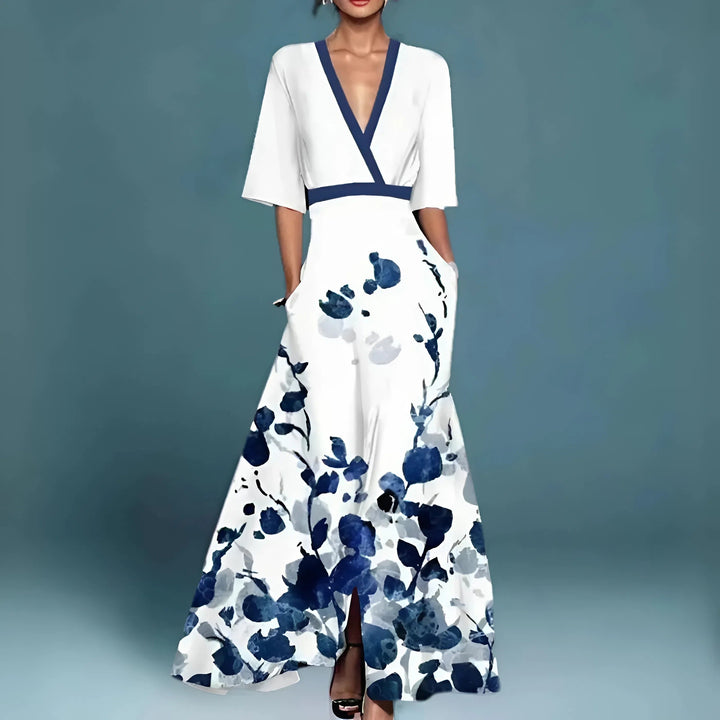 Valentina | Chic Long Dress Featuring a Deep V-Neck