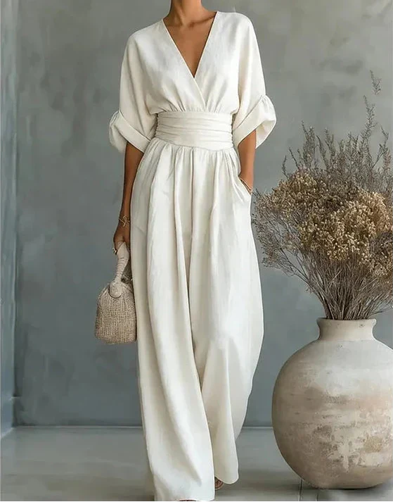 Daniela - Chic V-Neck Wide-Leg Jumpsuit