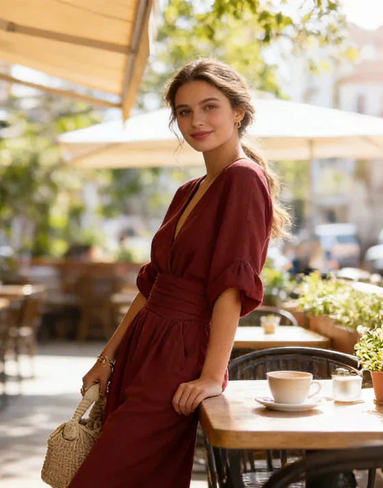 Daniela - Chic V-Neck Wide-Leg Jumpsuit