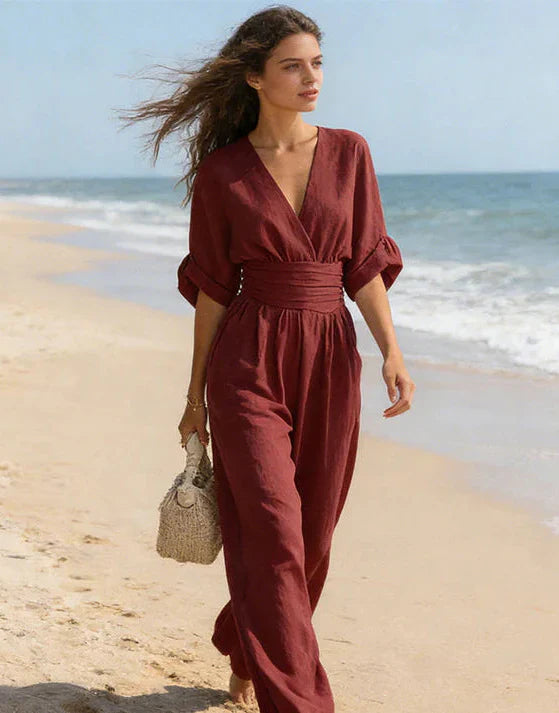 Daniela - Chic V-Neck Wide-Leg Jumpsuit