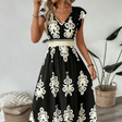 Candela | V-Neck Baroque Maxi Dress