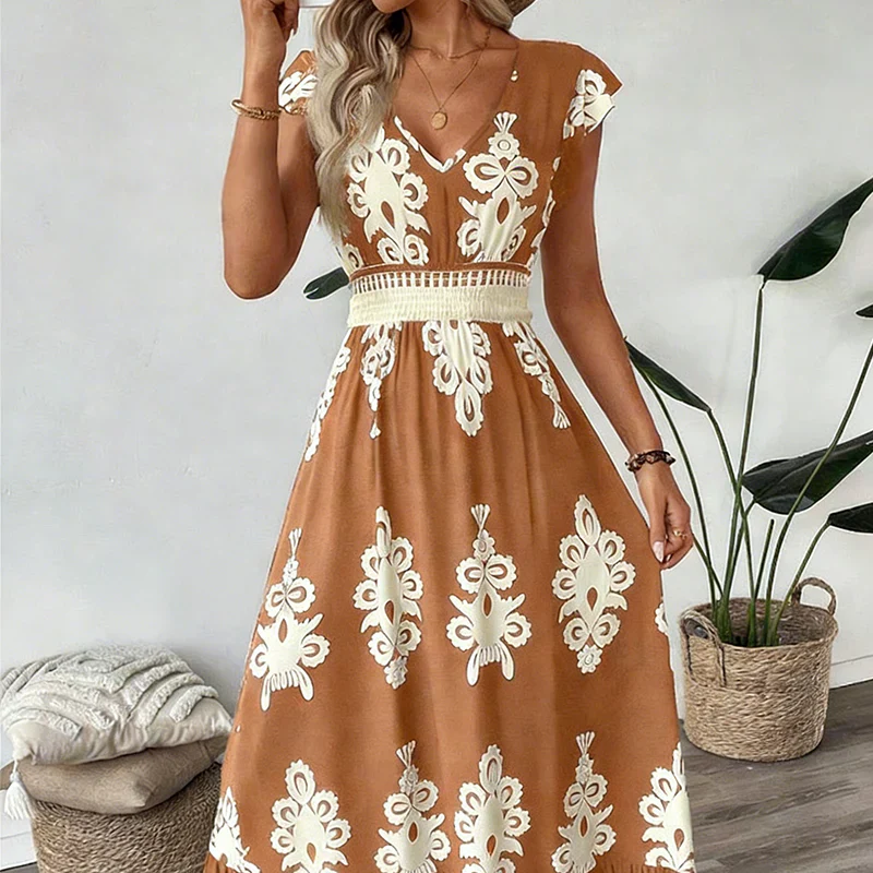 Candela | V-Neck Baroque Maxi Dress