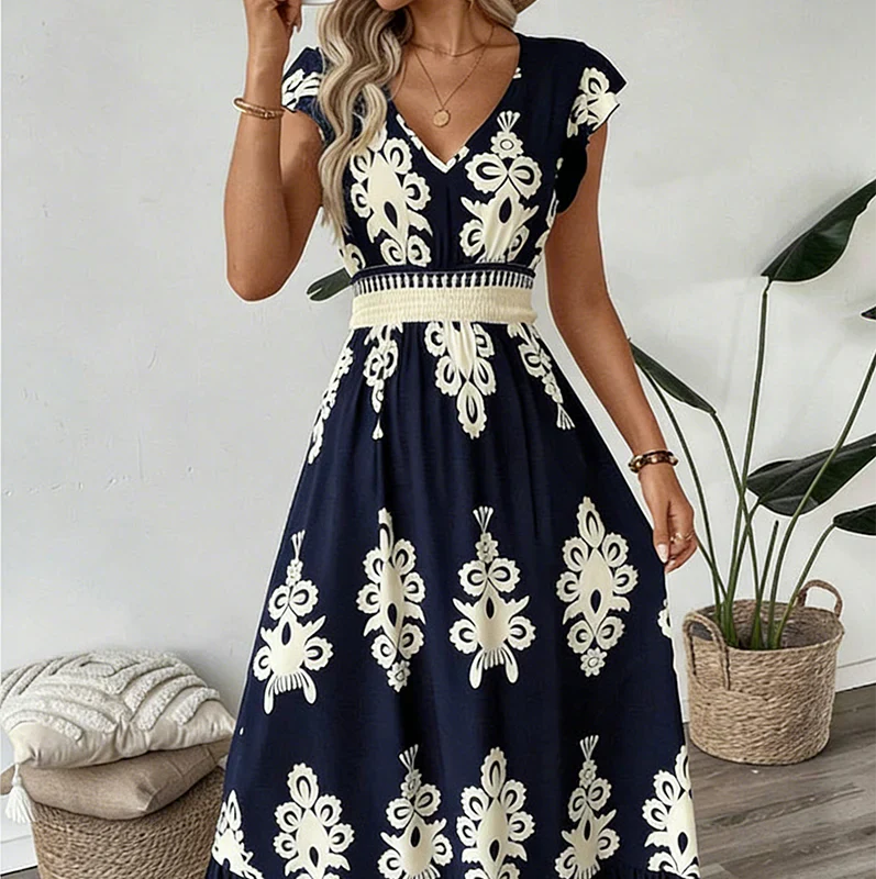 Candela | V-Neck Baroque Maxi Dress