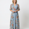 Elowen | Floral Wrap V Neck Maxi Dress