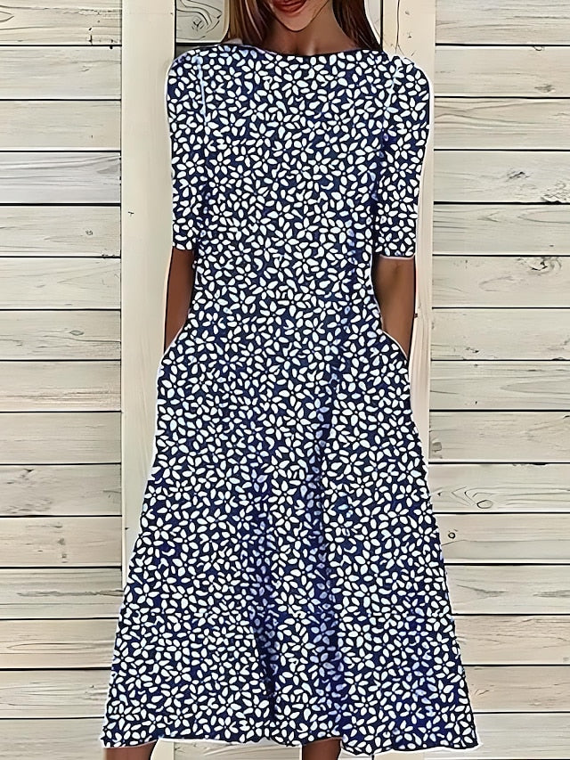 Marina | Floral Print Fluid Midi Dress